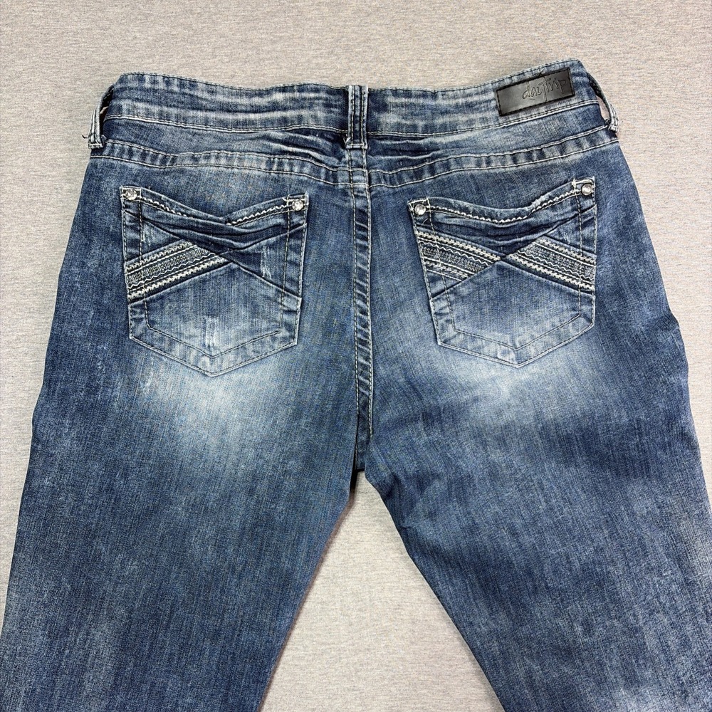 Daytrip Scorpio Skinny Jeans Size 32L Medium Wash Whiskers Stretch actual 34x33 - Picture 13 of 13